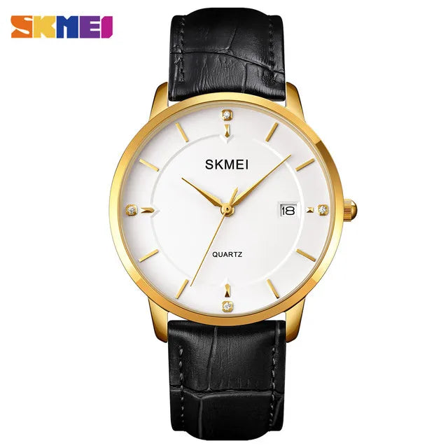 SKMEI 1801 Classic original Men Quartz Watch Hot Sell PU Leather Strap Waterproof Watch Vintage Minimalist Business Watch Set