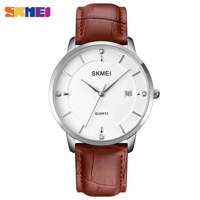 SKMEI 1801 Classic original Men Quartz Watch Hot Sell PU Leather Strap Waterproof Watch Vintage Minimalist Business Watch Set