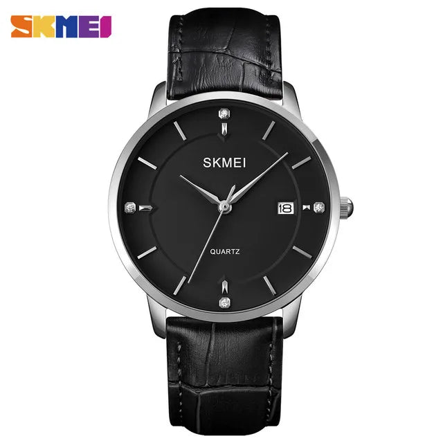 SKMEI 1801 Classic original Men Quartz Watch Hot Sell PU Leather Strap Waterproof Watch Vintage Minimalist Business Watch Set