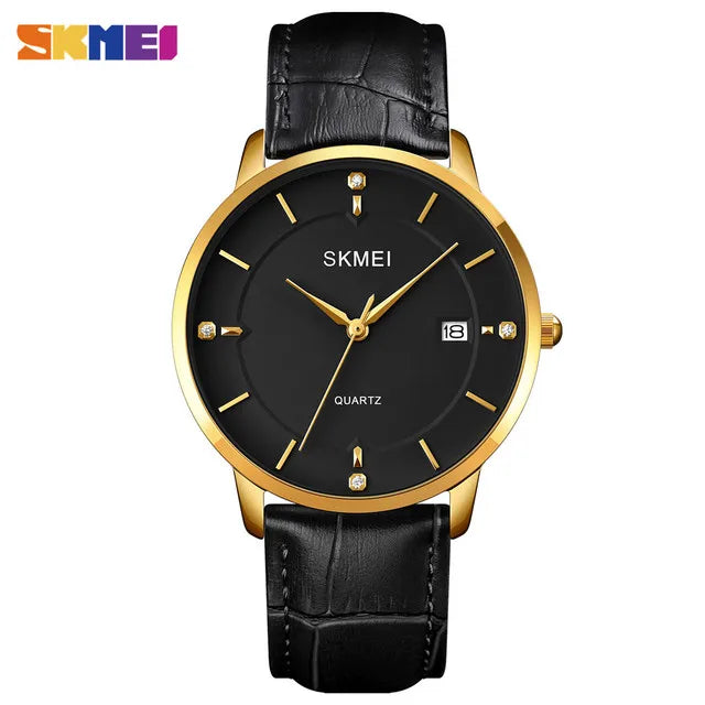 SKMEI 1801 Classic original Men Quartz Watch Hot Sell PU Leather Strap Waterproof Watch Vintage Minimalist Business Watch Set