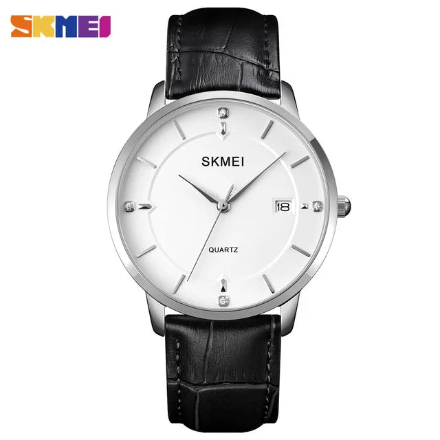 SKMEI 1801 Classic original Men Quartz Watch Hot Sell PU Leather Strap Waterproof Watch Vintage Minimalist Business Watch Set
