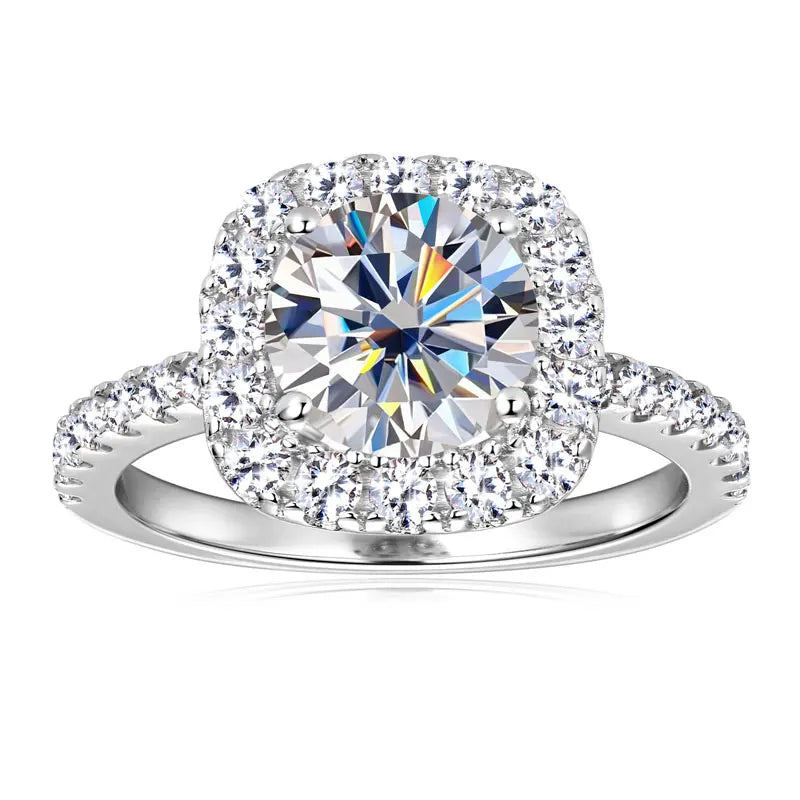 OXTAO Brilliant Moissanite Halo Ring 8mm 2ct D VVS1 Engagement Wedding Finger Rings 14K Gold Filled  for Women with Certified