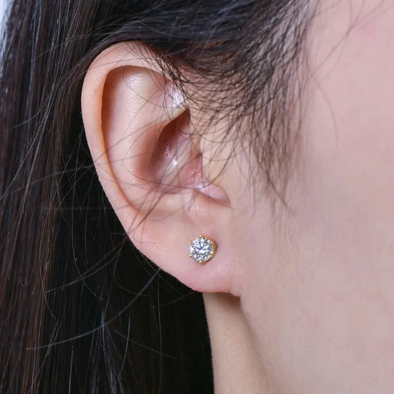 OXTAO Certified Moissanite Circular Stud Earrings for Women Girl 14K Gold Filled Flower Piercing Earring Fine Jewelry 5mm/6.5mm D Color VVS1 Lab Created Diamond Gift Birthday Party Gift
