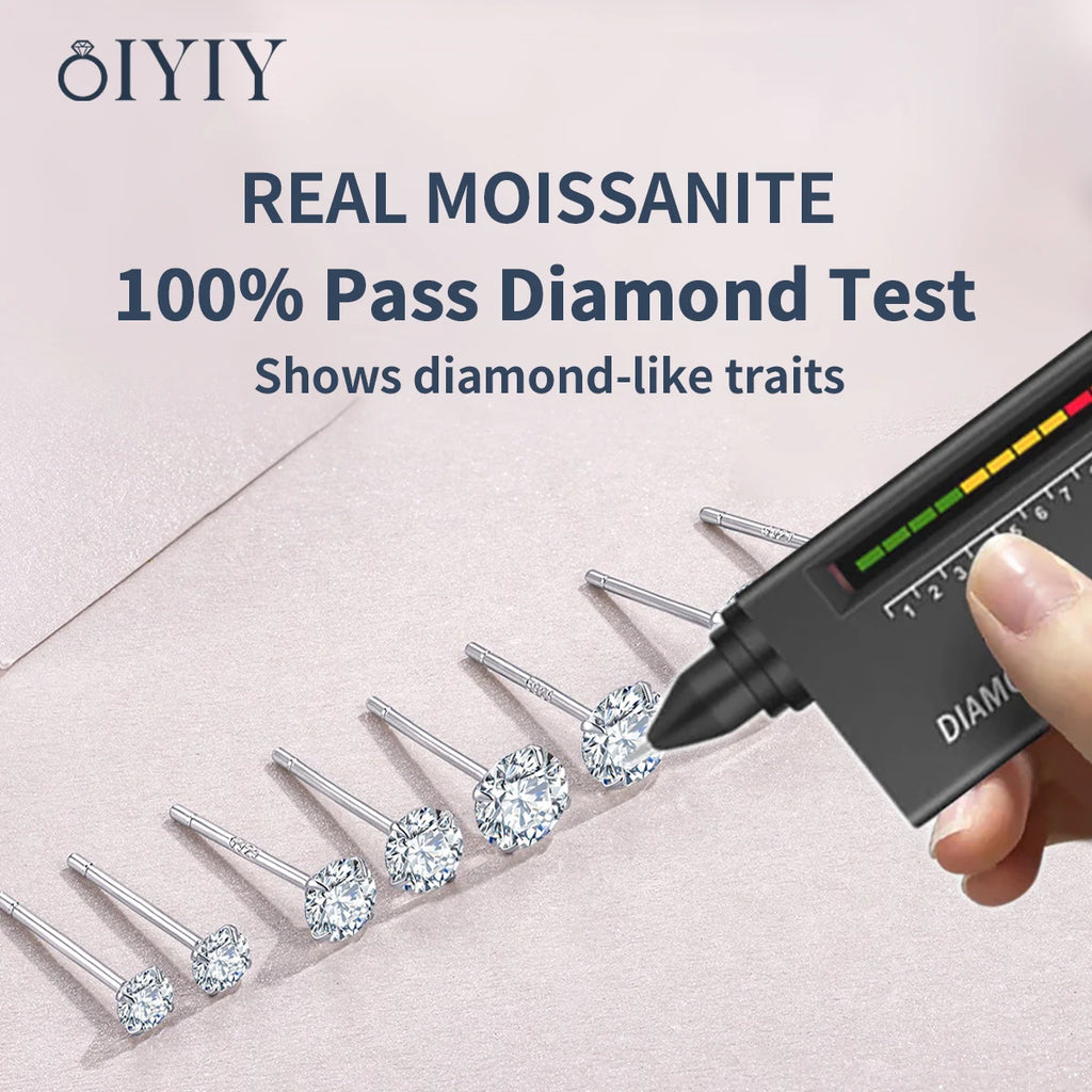 OIYIY 0.1-2ct Moissanite Earrings for Women Man 925 Sterling Silver Stud Earrings GRA Certified Lab Grown Diamond Wedding Gift