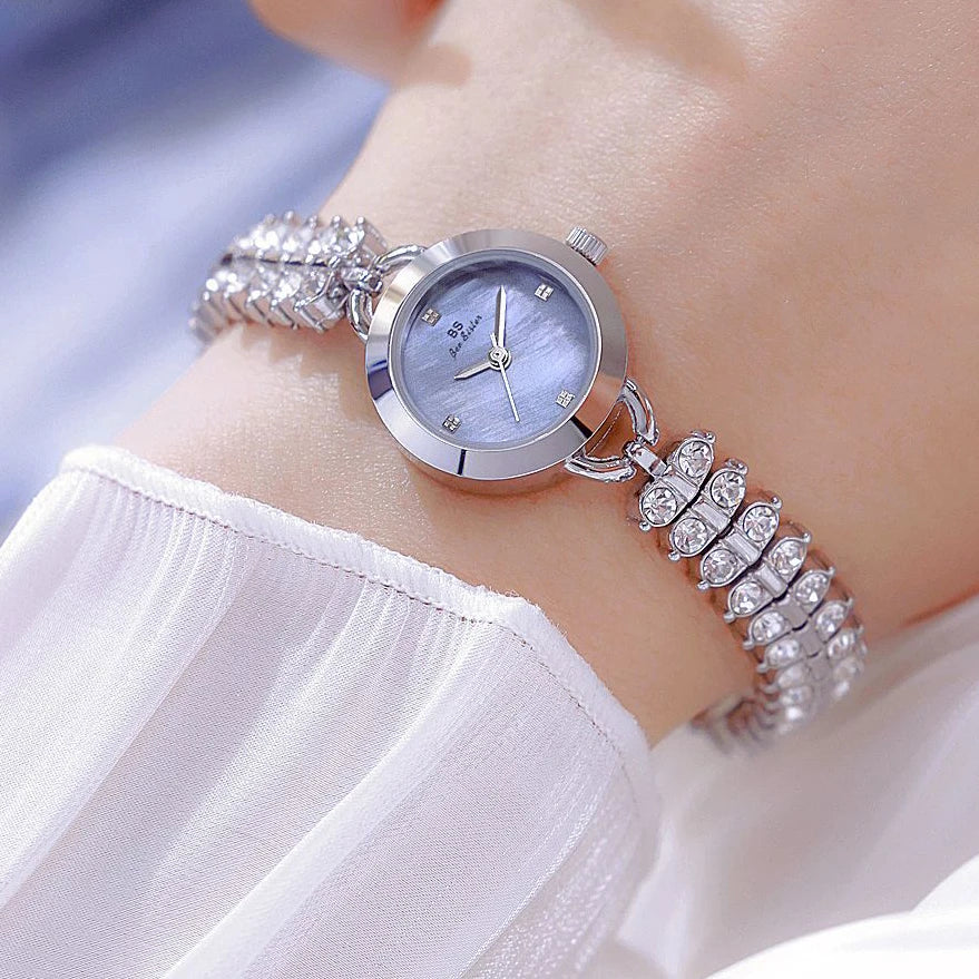 Bee Sister Watch Luxury Gold Small Chain Quartz Watches for Woman Hand Clock With Diamonds