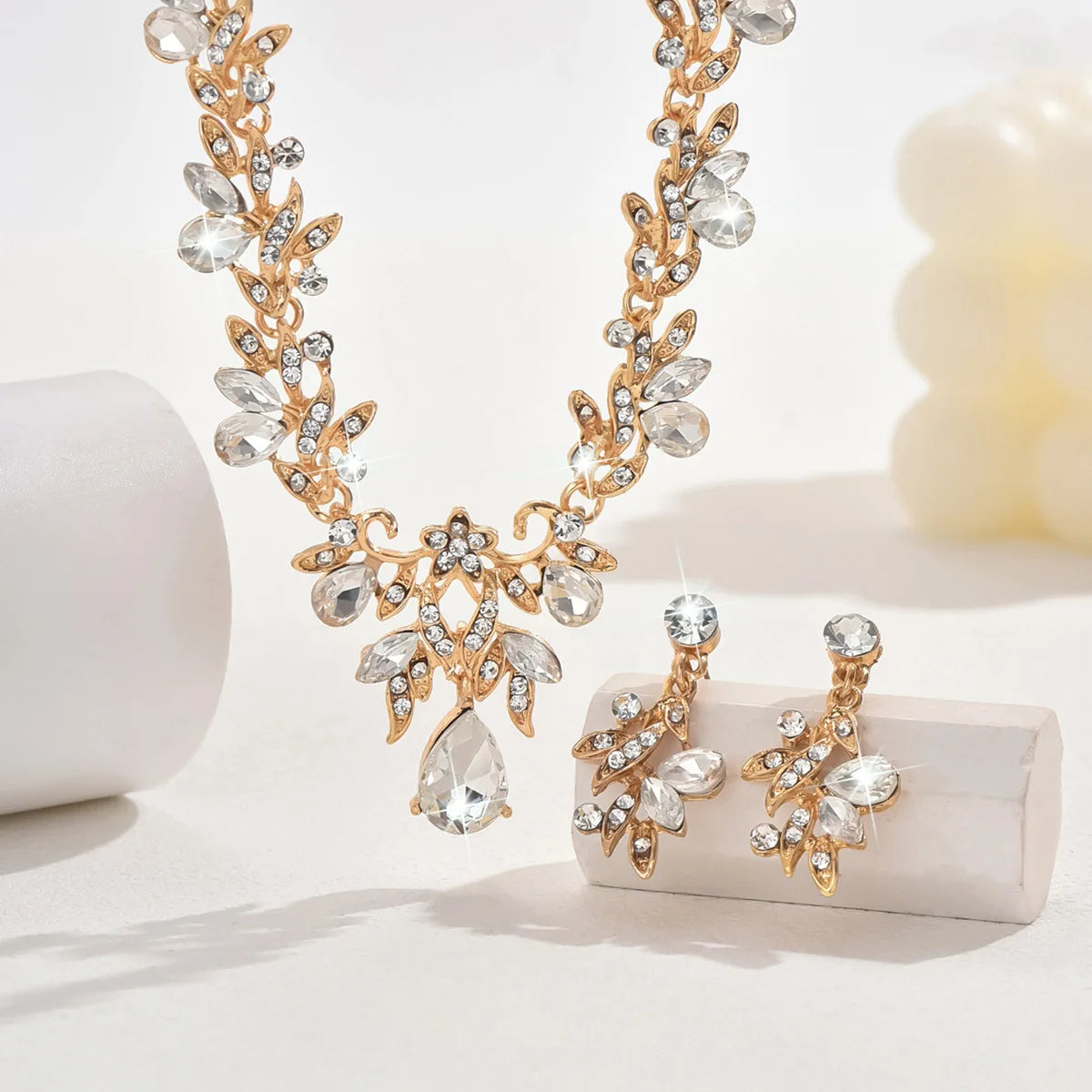 3pcs New Fashion Necklace Sets for Women Waterdrop Collar Choker Necklace Earring Jewelry Set for Prom Birthday Bridal Wedding