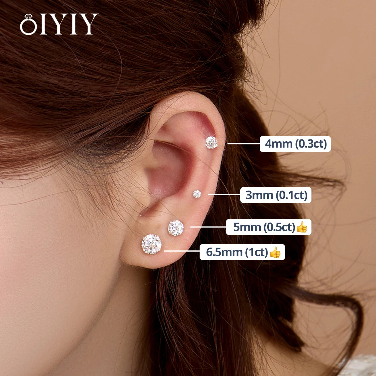 OIYIY 0.1-2ct Moissanite Earrings for Women Man 925 Sterling Silver Stud Earrings GRA Certified Lab Grown Diamond Wedding Gift