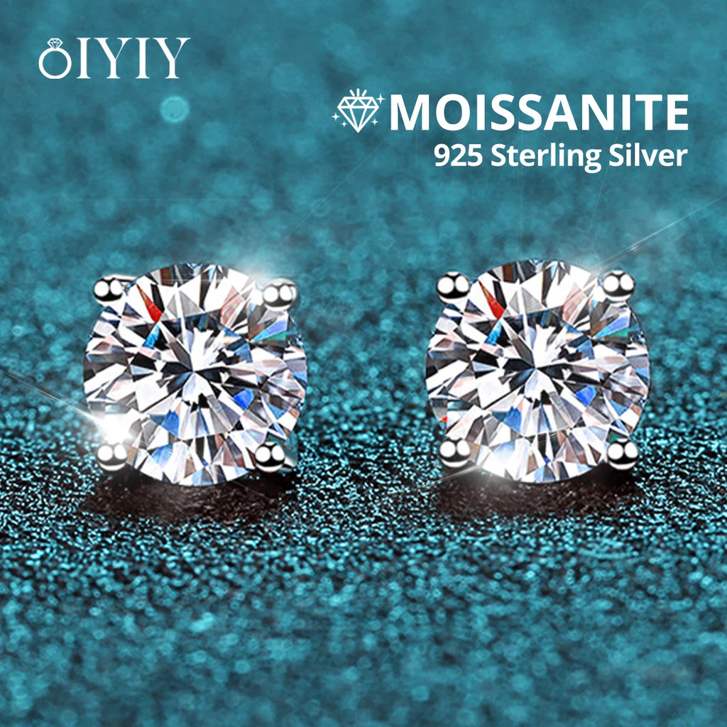 OIYIY 0.1-2ct Moissanite Earrings for Women Man 925 Sterling Silver Stud Earrings GRA Certified Lab Grown Diamond Wedding Gift