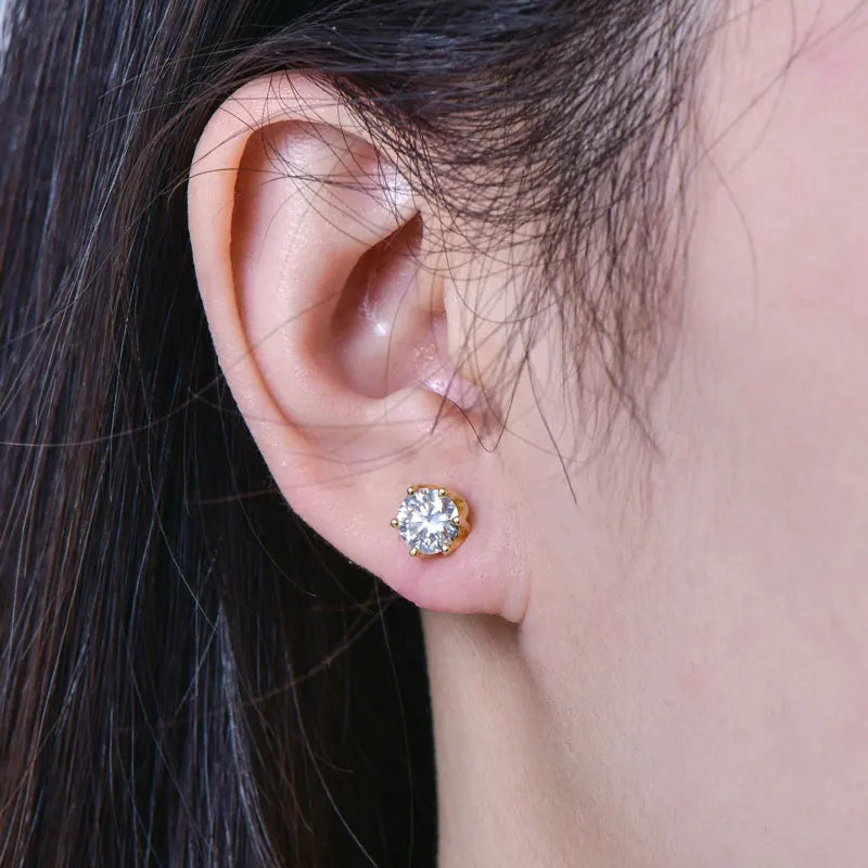 OXTAO Certified Moissanite Circular Stud Earrings for Women Girl 14K Gold Filled Flower Piercing Earring Fine Jewelry 5mm/6.5mm D Color VVS1 Lab Created Diamond Gift Birthday Party Gift