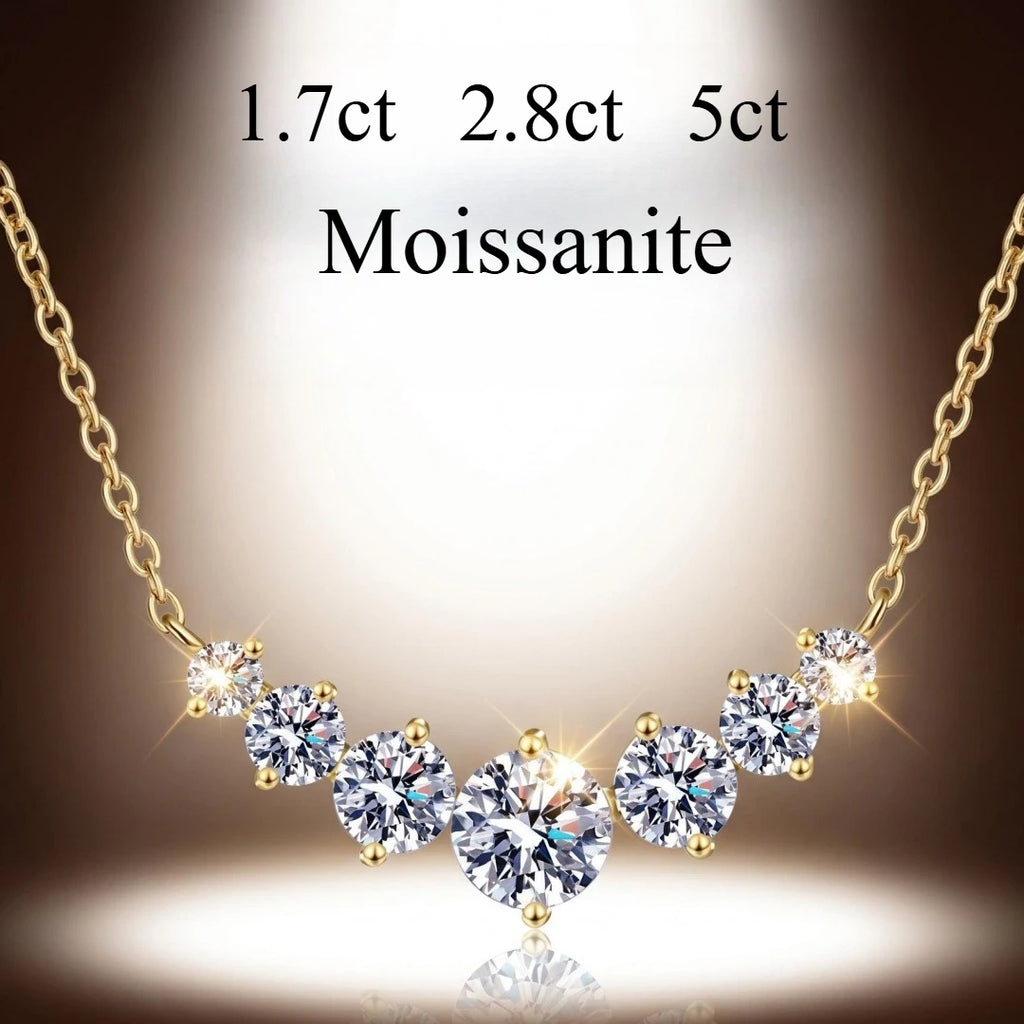 5ct Moissanite Necklace for Woman Wedding Fine Jewely with Certificates 925 Sterling Sliver Plated 18k White Gold Necklace