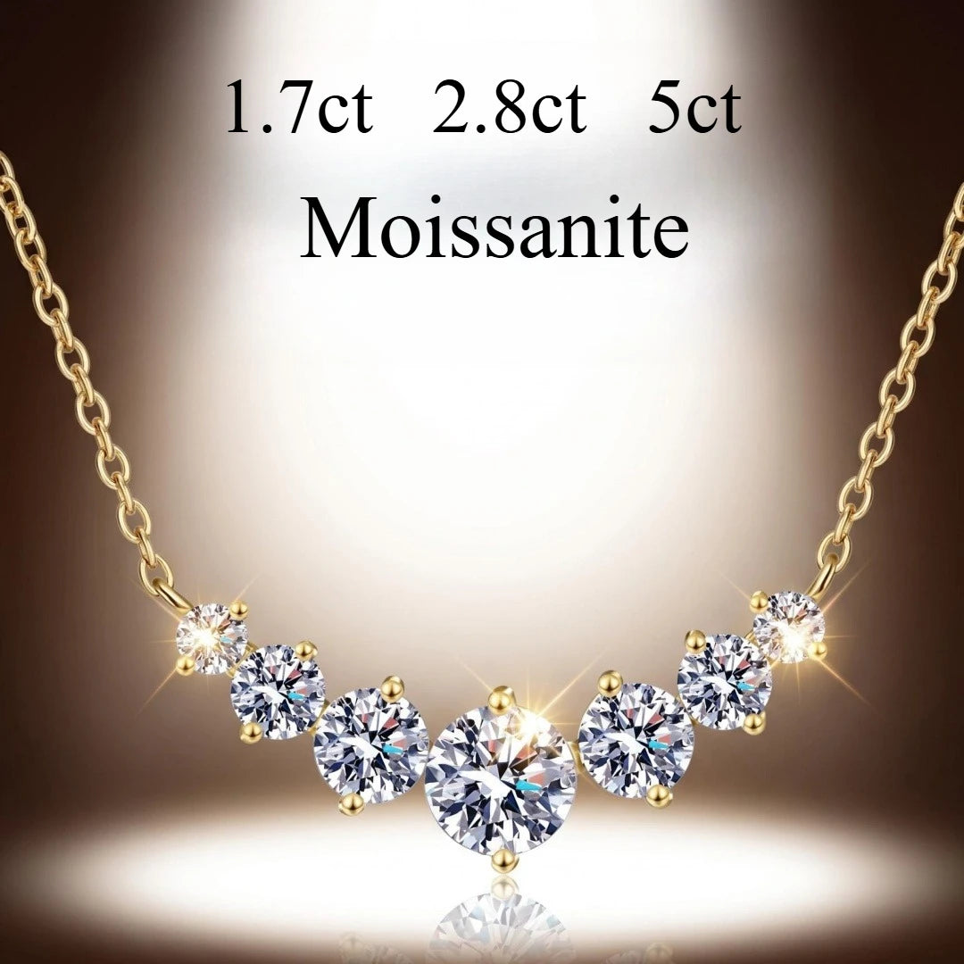 5ct Moissanite Necklace for Woman Wedding Fine Jewely with Certificates 925 Sterling Sliver Plated 18k White Gold Necklace