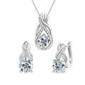 IOGOU Luxury 6.0CTW 8MM VVS1 Moissanite Jewelry Set 925 Silver Infinity Pendant Necklace Drop Hoop Earrings Sets for Women Gifts