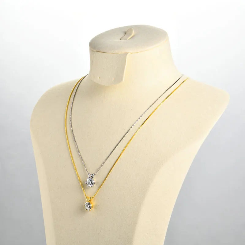 Lnngy Certified 0.5ct–5ct Moissanite Necklace Sparkling Solitaire Lab-Grown Diamond Pendant Necklaces for Women Daily Jewelry