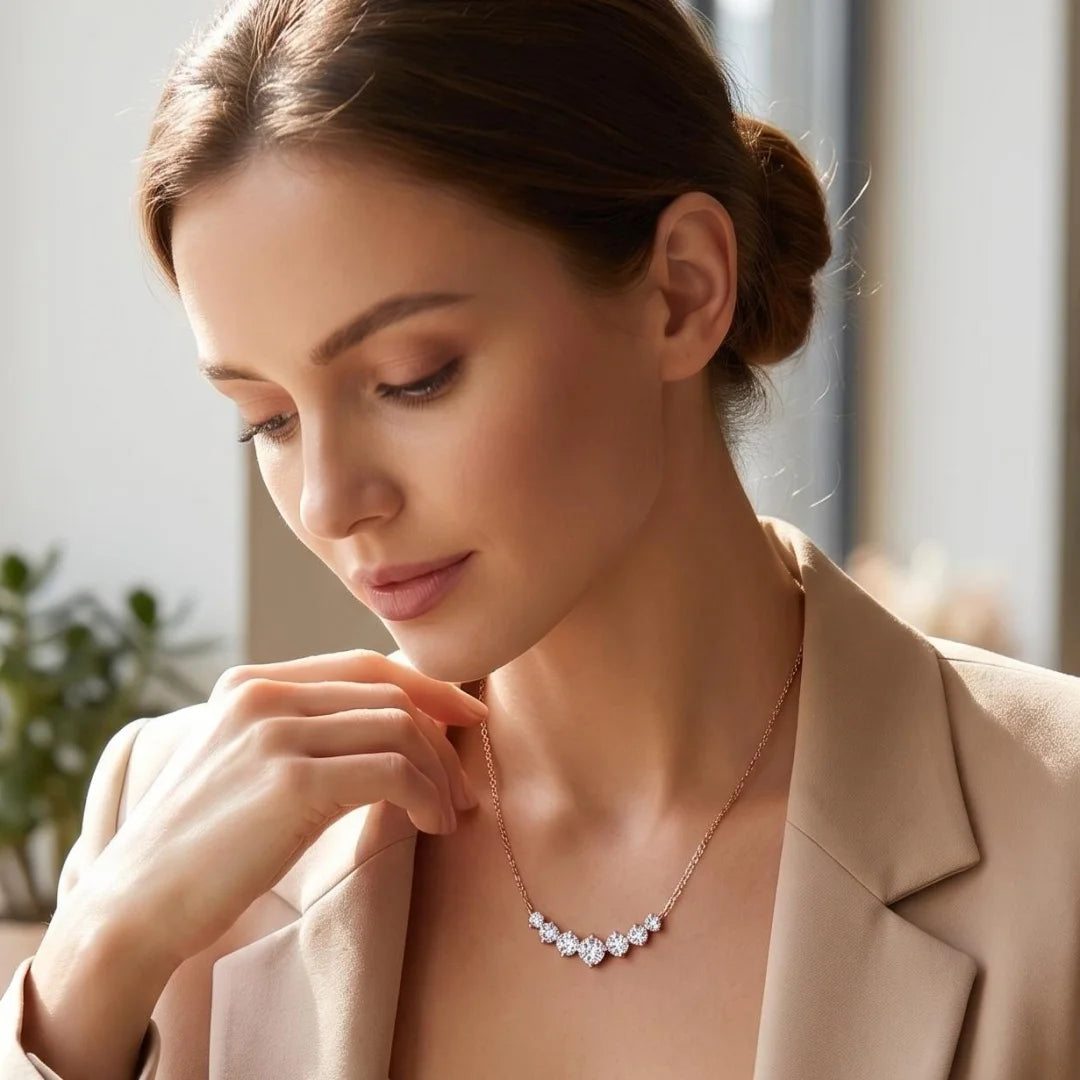 5ct Moissanite Necklace for Woman Wedding Fine Jewely with Certificates 925 Sterling Sliver Plated 18k White Gold Necklace