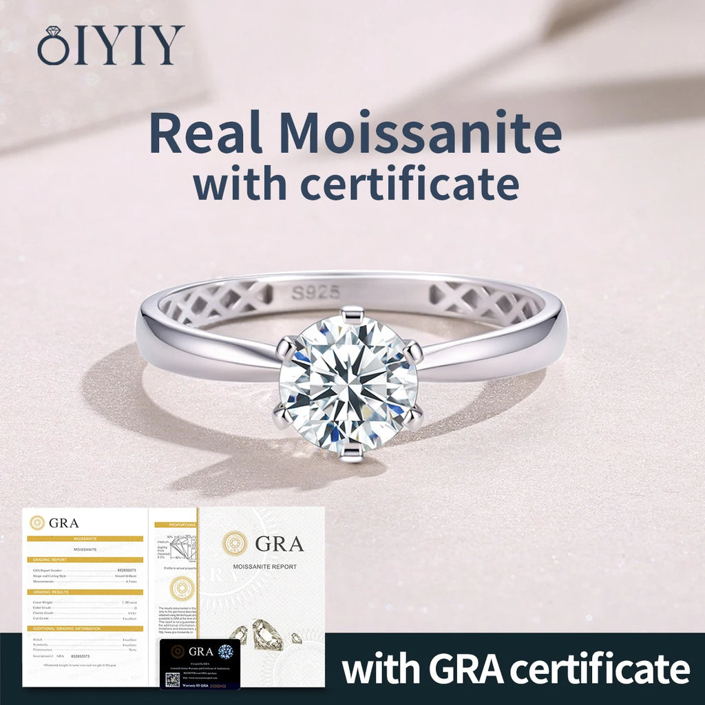 OIYIY Moissanite Ring for Women 925 Sterling Silver D VVS1 GRA Certified Lab Grown Diamond Wedding Engagement Ring