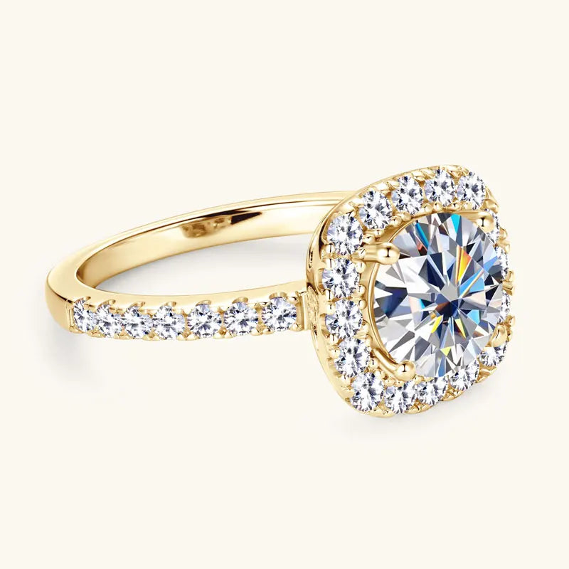 OXTAO Brilliant Moissanite Halo Ring 8mm 2ct D VVS1 Engagement Wedding Finger Rings 14K Gold Filled  for Women with Certified