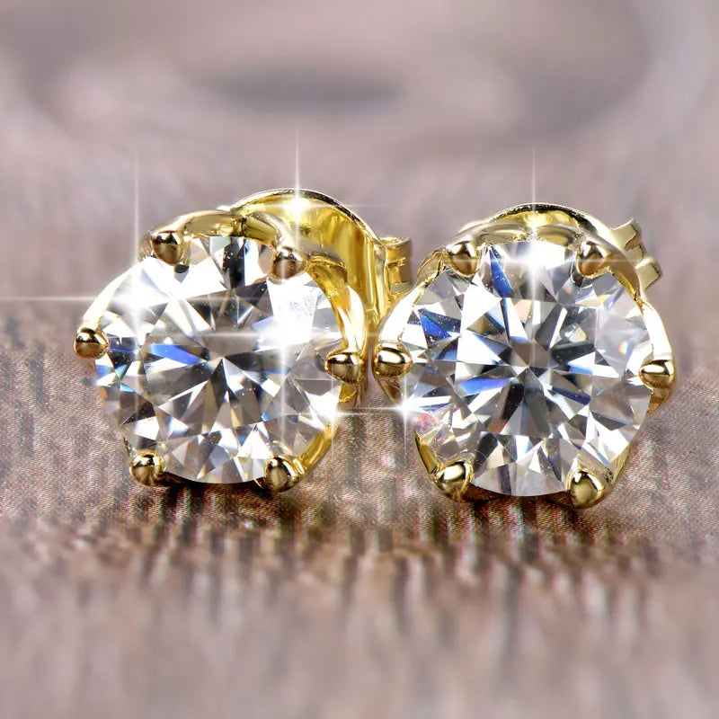 OXTAO Certified Moissanite Circular Stud Earrings for Women Girl 14K Gold Filled Flower Piercing Earring Fine Jewelry 5mm/6.5mm D Color VVS1 Lab Created Diamond Gift Birthday Party Gift
