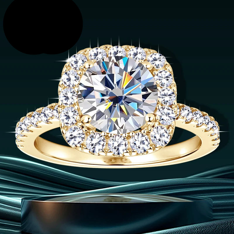 OXTAO Brilliant Moissanite Halo Ring 8mm 2ct D VVS1 Engagement Wedding Finger Rings 14K Gold Filled  for Women with Certified