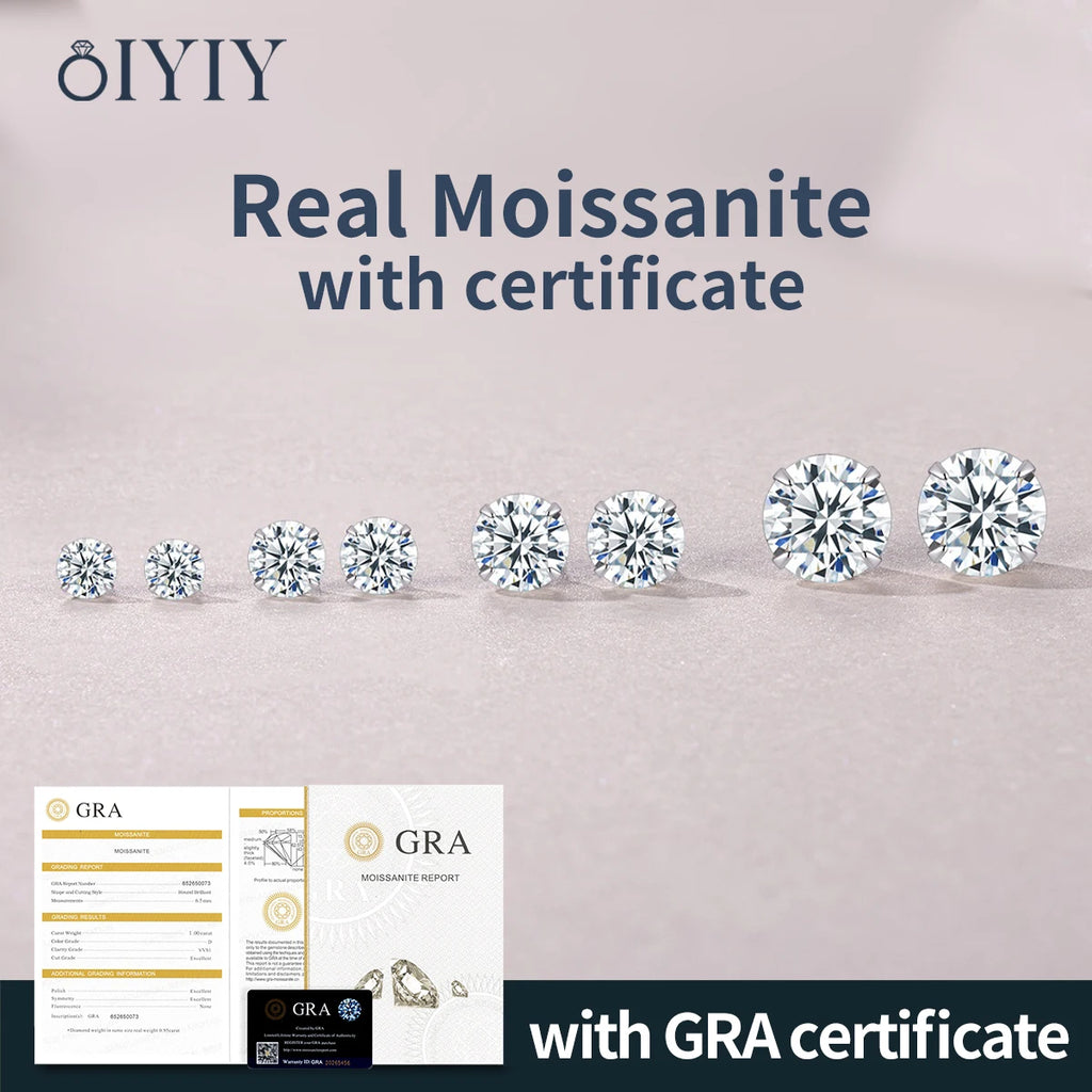OIYIY 0.1-2ct Moissanite Earrings for Women Man 925 Sterling Silver Stud Earrings GRA Certified Lab Grown Diamond Wedding Gift