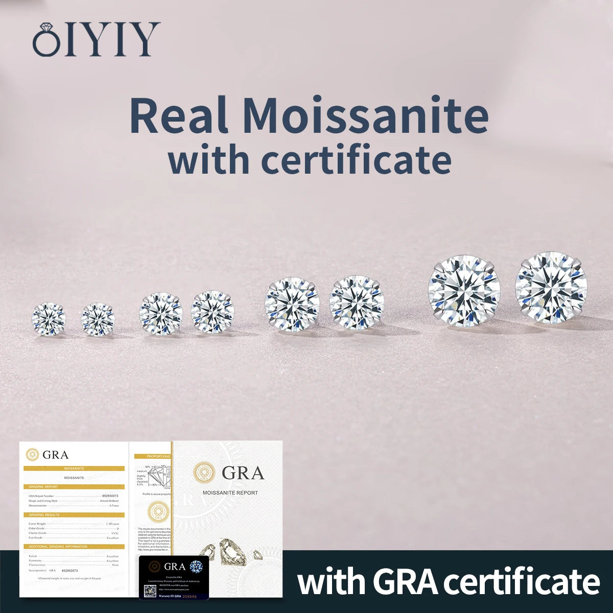 OIYIY 0.1-2ct Moissanite Earrings for Women Man 925 Sterling Silver Stud Earrings GRA Certified Lab Grown Diamond Wedding Gift