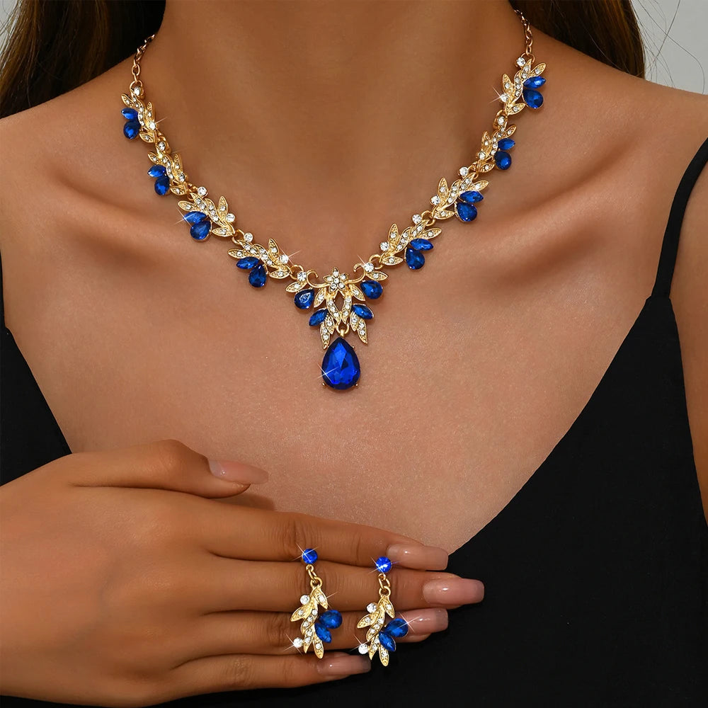 2025 Fashion Jewelry Set for Bridal Necklace Earrings Set Women Crystal Engagement Wedding Banquet Dress Accessories