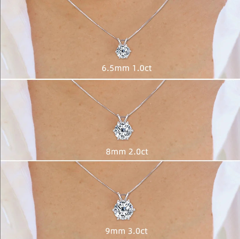 Lnngy Certified 0.5ct–5ct Moissanite Necklace Sparkling Solitaire Lab-Grown Diamond Pendant Necklaces for Women Daily Jewelry