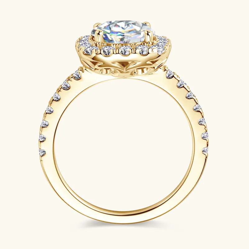 OXTAO Brilliant Moissanite Halo Ring 8mm 2ct D VVS1 Engagement Wedding Finger Rings 14K Gold Filled  for Women with Certified