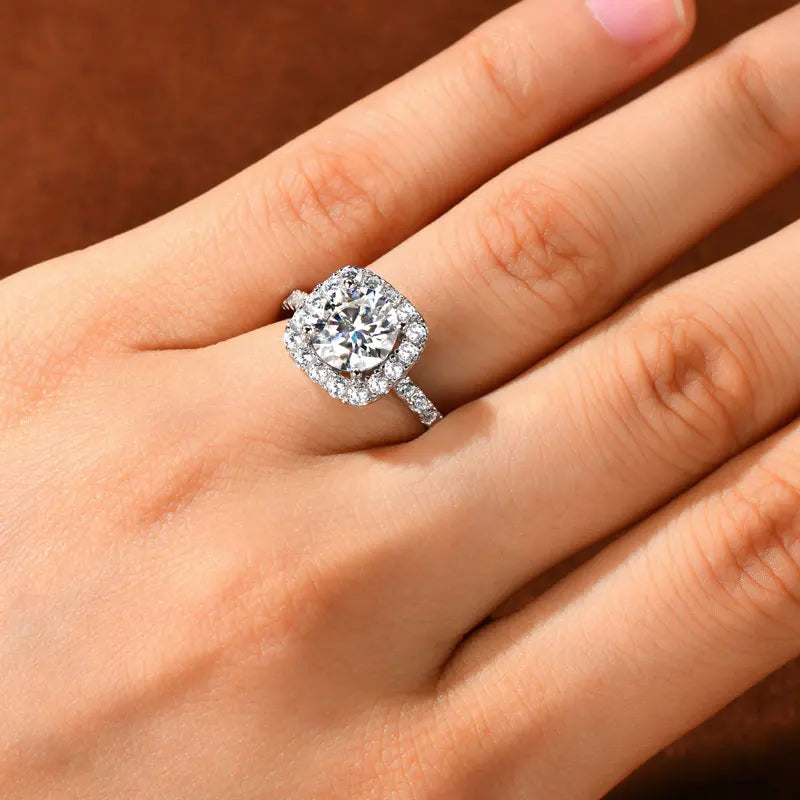 OXTAO Brilliant Moissanite Halo Ring 8mm 2ct D VVS1 Engagement Wedding Finger Rings 14K Gold Filled  for Women with Certified