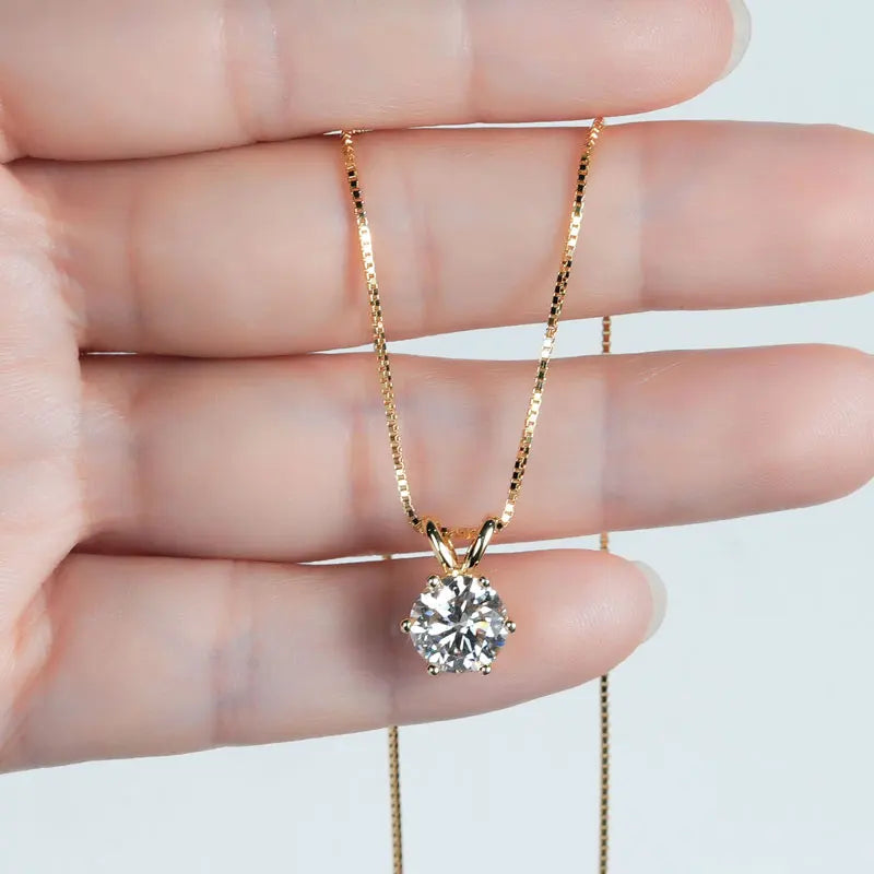 Lnngy Certified 0.5ct–5ct Moissanite Necklace Sparkling Solitaire Lab-Grown Diamond Pendant Necklaces for Women Daily Jewelry