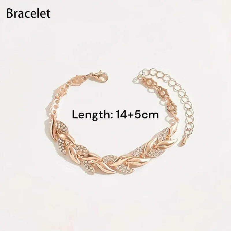 2PCS Elegant Design Glass Rhinestone Chain Fish Tail Necklace with Matching Bracelet for Women Luxury Jewelry Set Fashion Style
