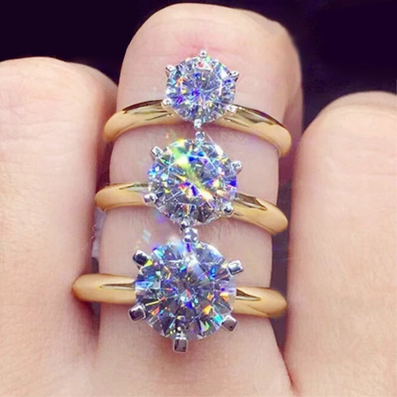 3ct Diamond Ring Solitaire Woman Silver 925 Yellow Gold Moissanite Ring Engagement Wedding 2ct Moissanite Ring with Certificate