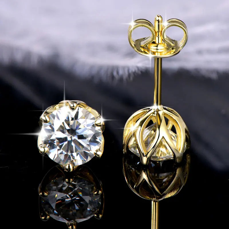 OXTAO Certified Moissanite Circular Stud Earrings for Women Girl 14K Gold Filled Flower Piercing Earring Fine Jewelry 5mm/6.5mm D Color VVS1 Lab Created Diamond Gift Birthday Party Gift