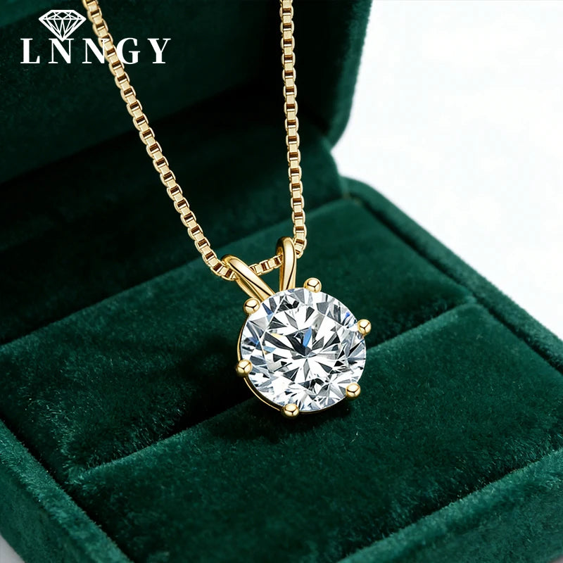 Lnngy Certified 0.5ct–5ct Moissanite Necklace Sparkling Solitaire Lab-Grown Diamond Pendant Necklaces for Women Daily Jewelry