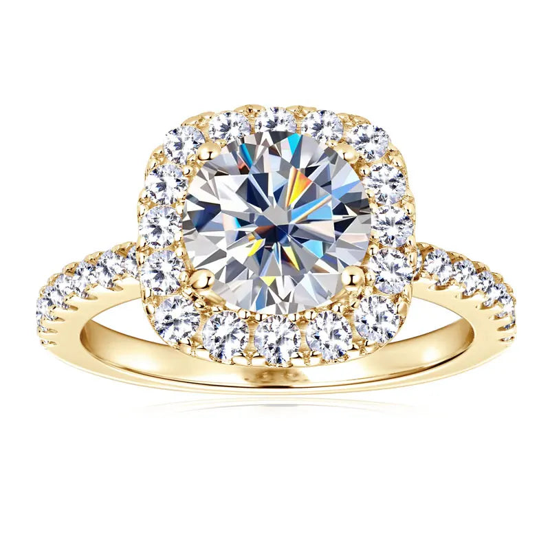 OXTAO Brilliant Moissanite Halo Ring 8mm 2ct D VVS1 Engagement Wedding Finger Rings 14K Gold Filled  for Women with Certified