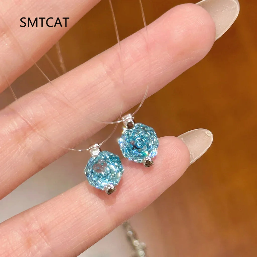 Moissanite Necklace 1-2ct Pear/Marquise/Round Brilliant Cut Diamond Fishing Line S925 Silver Pendant Necklace for Woman Gift