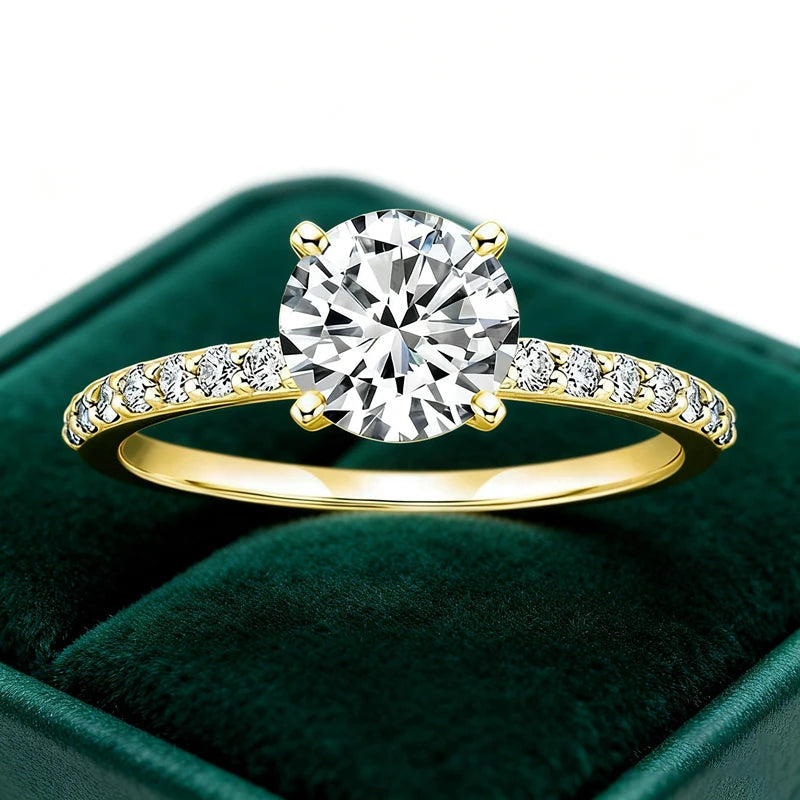 Lnngy Certified 8mm 2ct Moissanite Solitaire Ring 14K Gold Filled Engagement Rings For Women Wedding Party Jewelry Gift