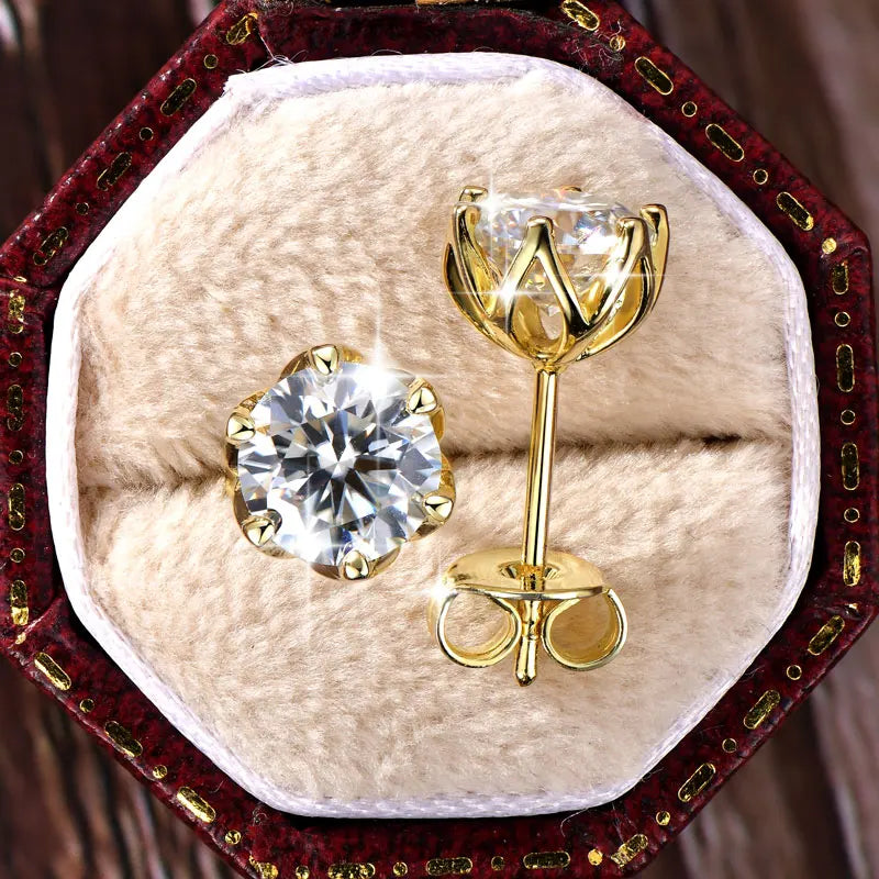 OXTAO Certified Moissanite Circular Stud Earrings for Women Girl 14K Gold Filled Flower Piercing Earring Fine Jewelry 5mm/6.5mm D Color VVS1 Lab Created Diamond Gift Birthday Party Gift
