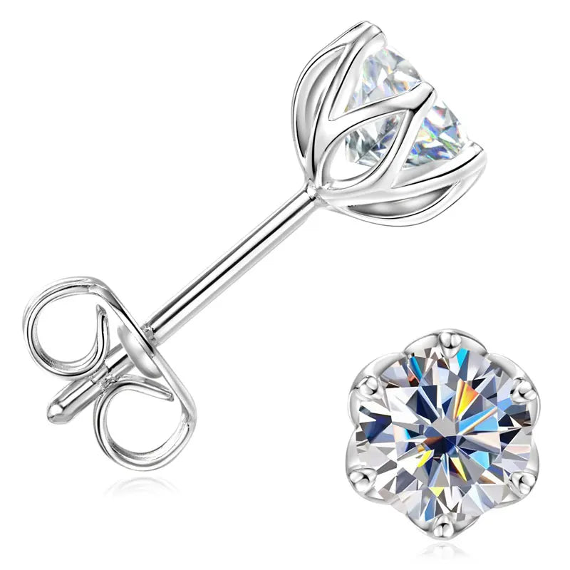 OXTAO Certified Moissanite Circular Stud Earrings for Women Girl 14K Gold Filled Flower Piercing Earring Fine Jewelry 5mm/6.5mm D Color VVS1 Lab Created Diamond Gift Birthday Party Gift